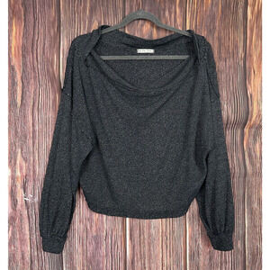 We The Free Black Boat Neck Sweater Top Long Sleeve Oversized Size Small S